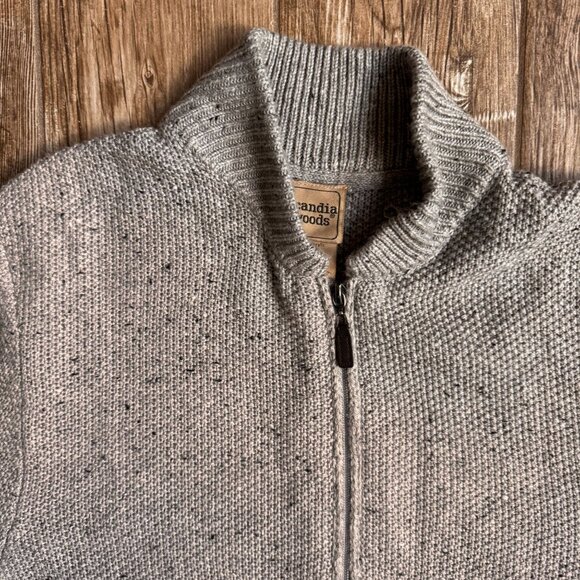 Vtg‎ Scandia Woods Mens Gray Zip Cardigan Sweater L Grandpa Dad Ribbed Oversized - Picture 4 of 6